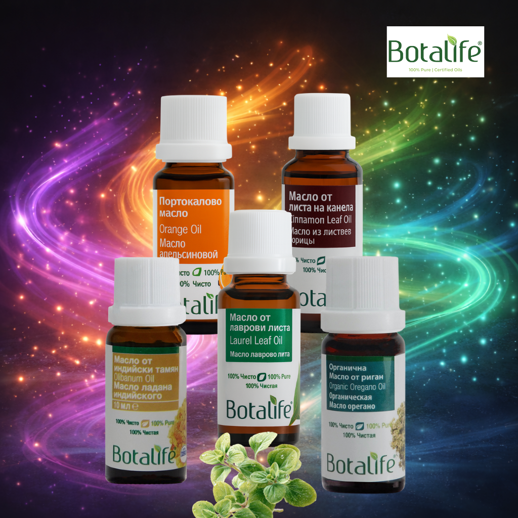 Вибрациите на етеричните масла и начини на употреба 2 - бутилки етерични масла Botalife с дифузер и ароматика