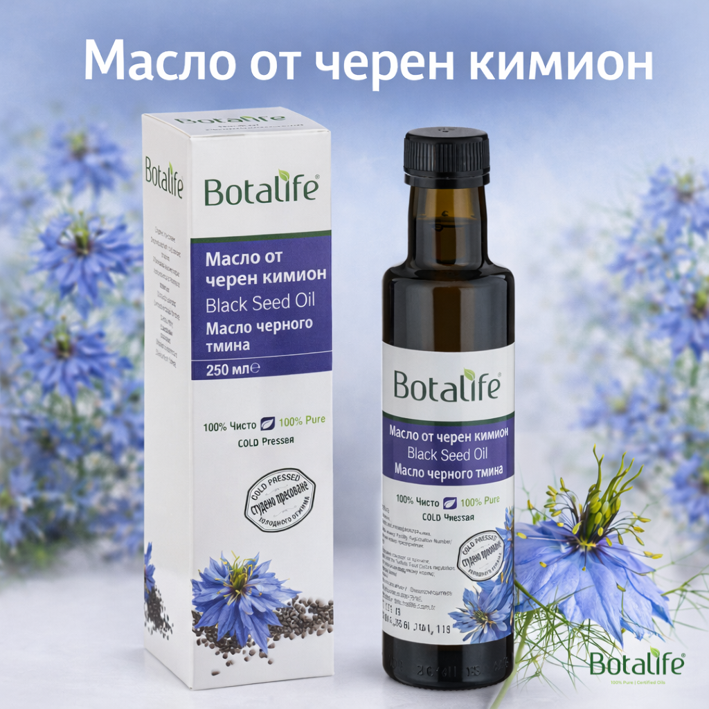 Най-новите изследвания за ползите на маслото от черен кимион – бутилка и опаковка Botalife масло от черен кимьон, цена и мнения