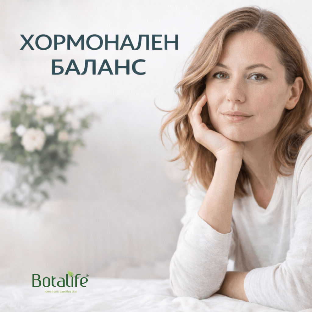 7 най-добри етерични масла за естествен хормонален баланс — жена спокойна с етерични масла и арома дифузер