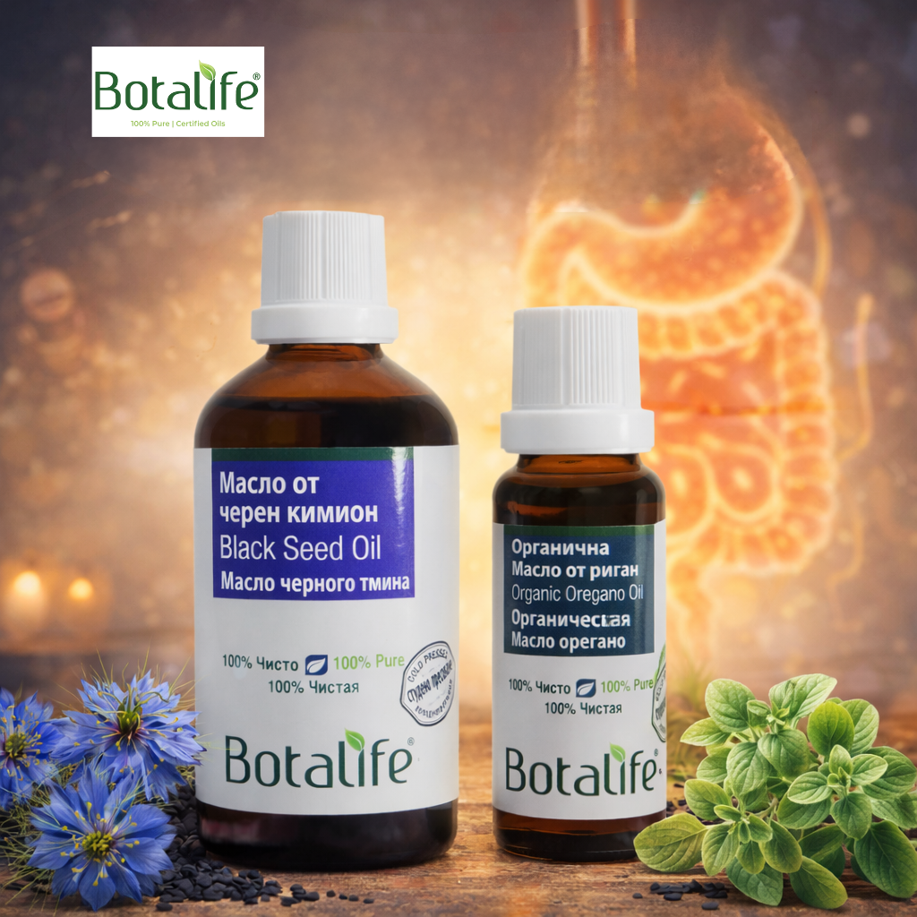 Нашият начин за превенция и справяне с грип, настинки, вируси - масла черен кимион и риган Botalife за здраве и дезинфекция
