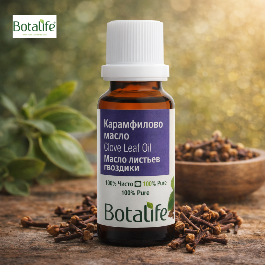 ТОП 11 ползи от употребата на масло от карамфил – бутилка масло от карамфил Botalife сред карамфил и етерични масла