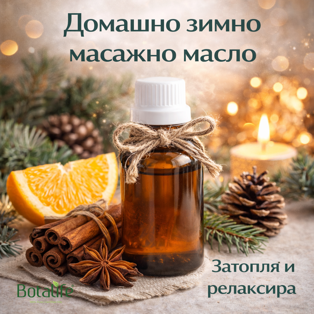 Направи си сам: Зимно масажно масло - бурканче с масажно масло, канела, портокал и етерични масла за загряващ релакс