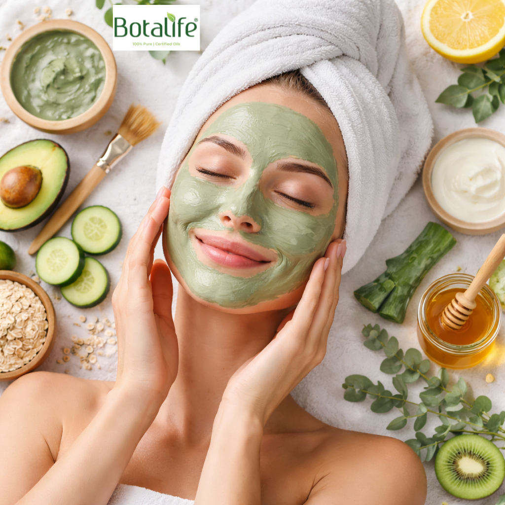 Натурална маска за лице с кокосово масло, олиа и натурални съставки за хидратация и подхранване