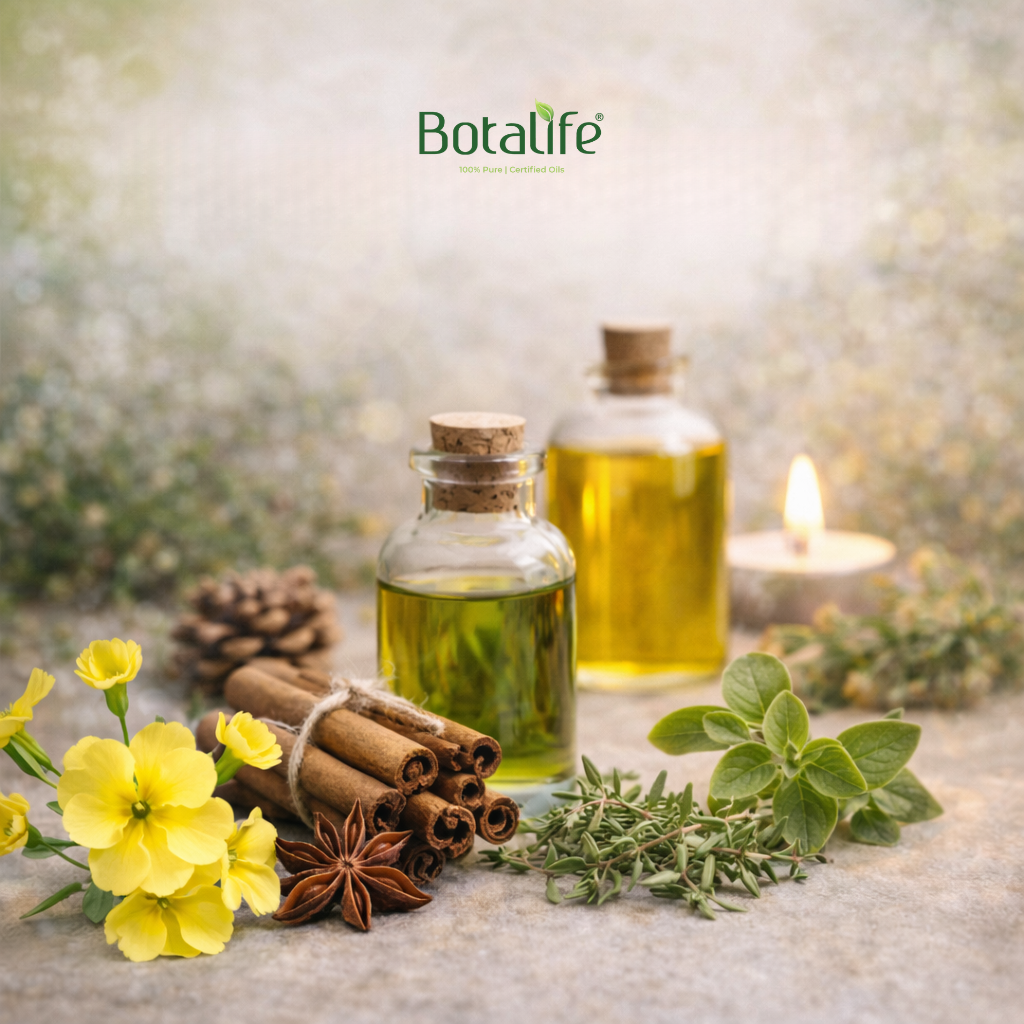 10-те най-добри етерични масла за лечение и как да ги използвате - бутилки с етерични масла, вечерна иглика и билки за ароматерапия