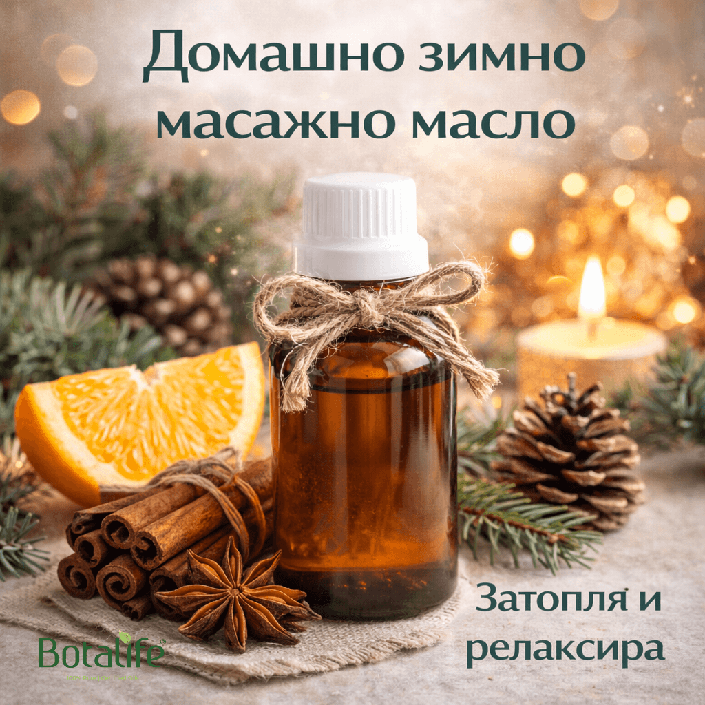 Направи си сам: Зимно масажно масло - бурканче с масажно масло, канела, портокал и етерични масла за загряващ релакс