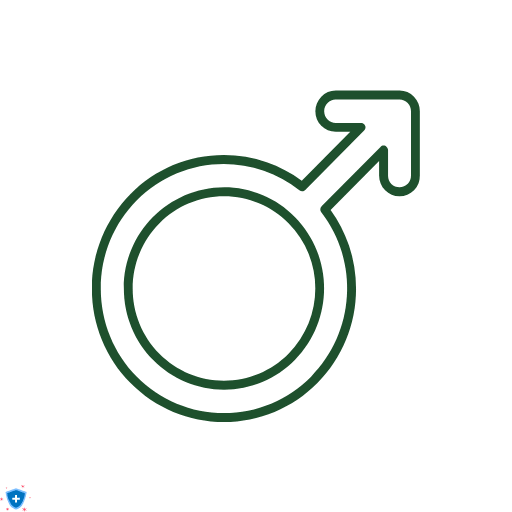 Зелен иконичен символ мъжки (стрелка нагоре вдясно) за продукти с черен кимион, етерични масла и натурална козметика