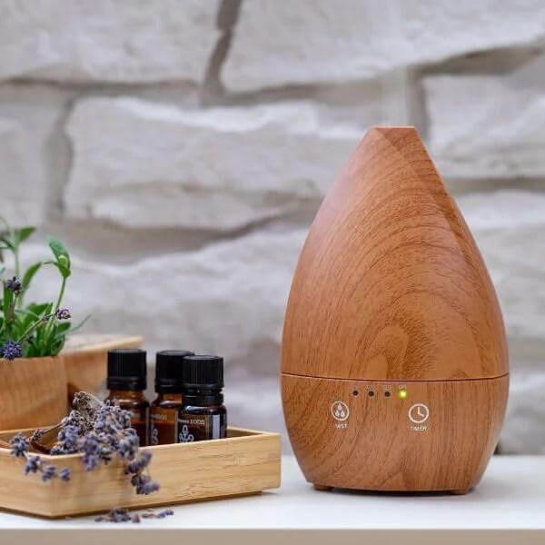 Арома дифузер Dark Wood Vase в тъмен дървен дизайн с етерични масла и лавандула за ароматерапия, дифузер за етерични масла, натурална козметика