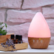 Арома дифузер Dark Wood Vase със светлини на дървена основа с розова светлина и етерични масла