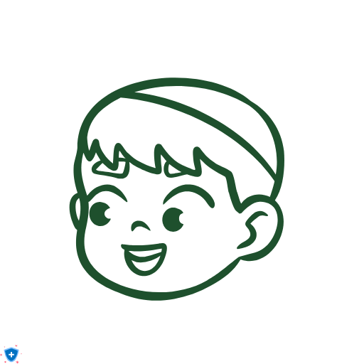 Икона с детско лице в зелено - усмихнато момче, подходящо за етерични масла и продукти с черен кимион