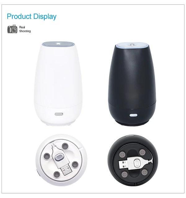 Дифузер със защита от разливане, на USB, в бяло и черно - арома дифузер за етерични масла, USB, подходящ за масло от черен кимион и други