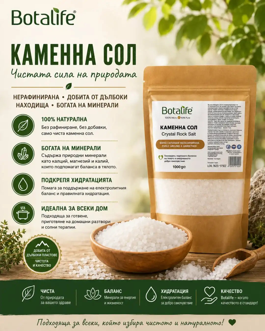 Натурална каменна сол 1 кг