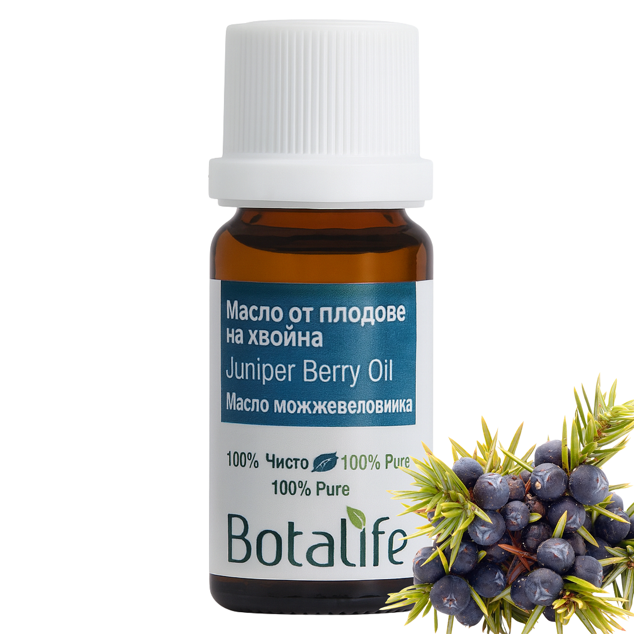 Етерично масло от плодове на хвойна, 10 мл - бутилка Botalife 10 мл с плодове хвойна, ароматерапия, дифузер, етерични масла, натурална козметика
