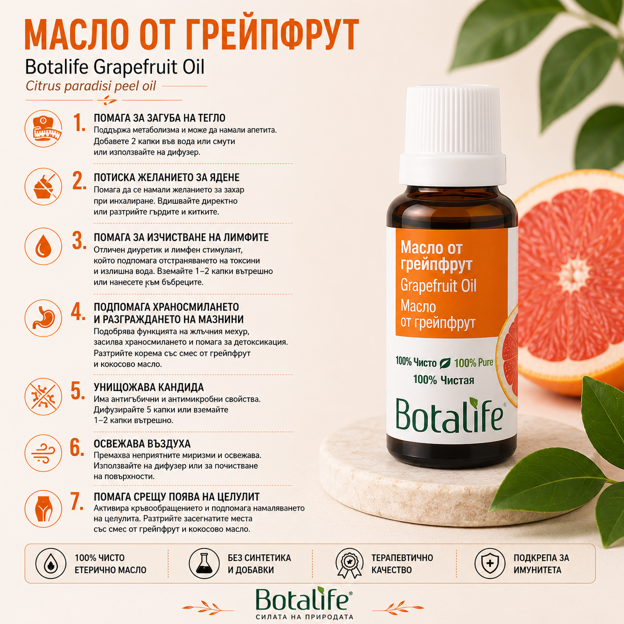 Етерично масло от грейпфрут, 10 мл