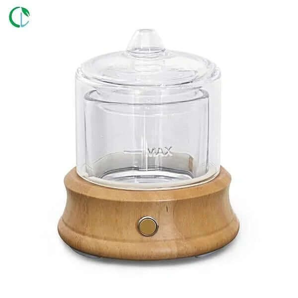 Crystal Pure aroma diffuser, natural wood and glass, with USB and plug, 80 ml