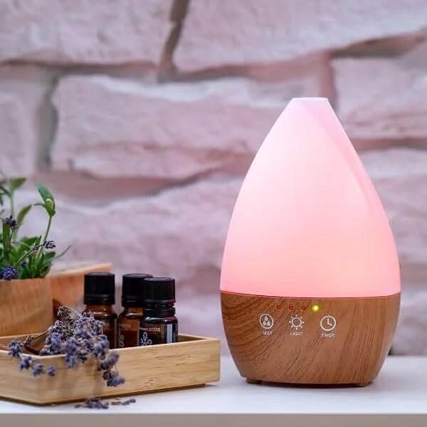 Dark Wood Vase aroma diffuser with lights